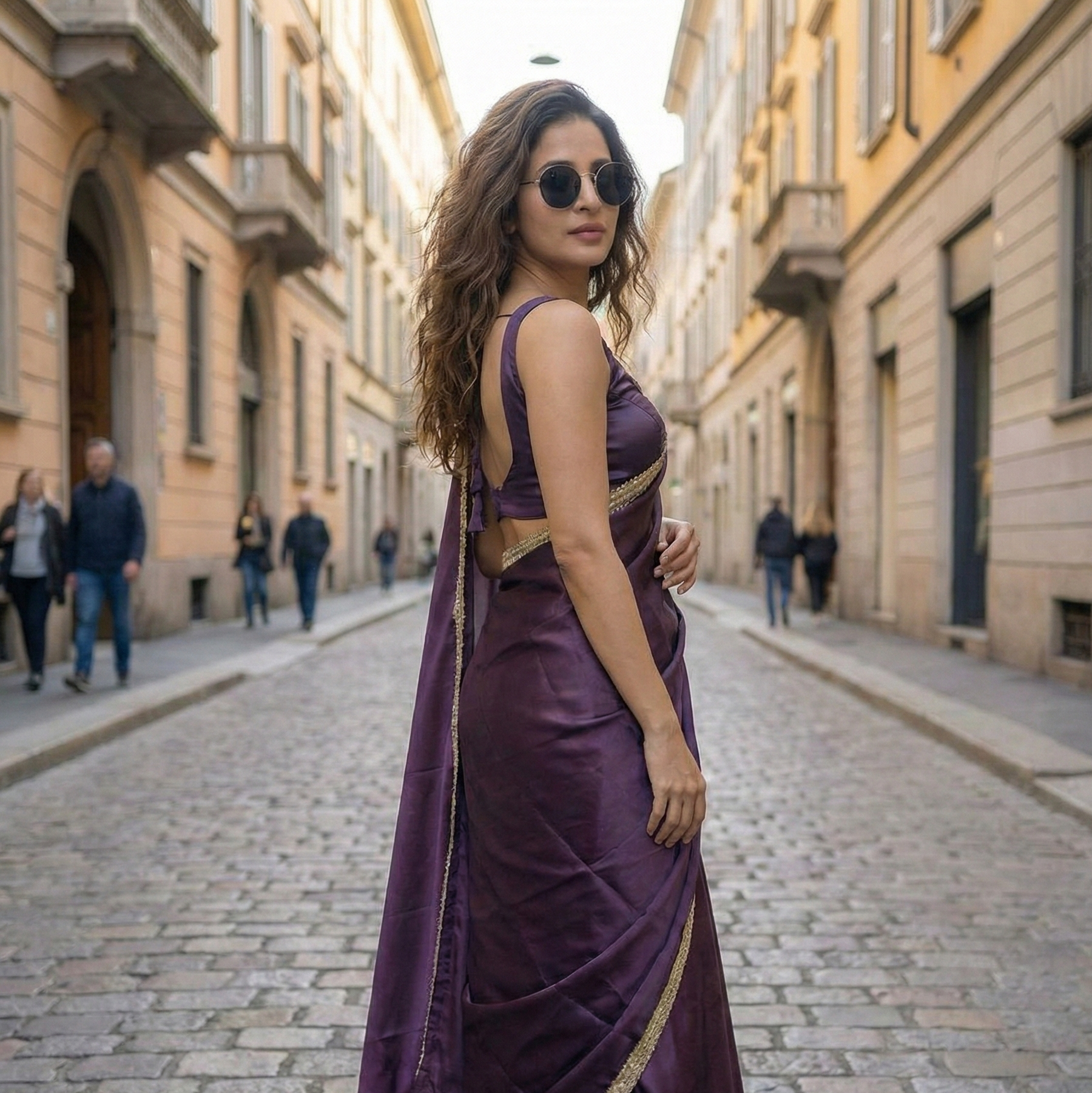 Lilac Drift After Dark Saree close-up – soft lilac fabric where softness becomes your strongest statement