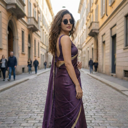 Lilac Drift After Dark Saree close-up – soft lilac fabric where softness becomes your strongest statement