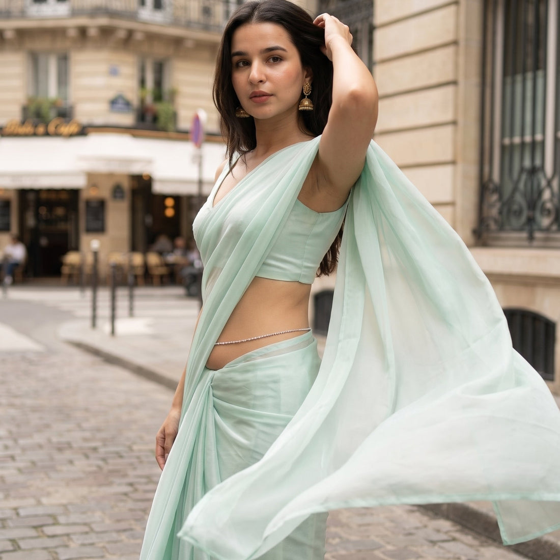Celestial Mist Chiffon Saree