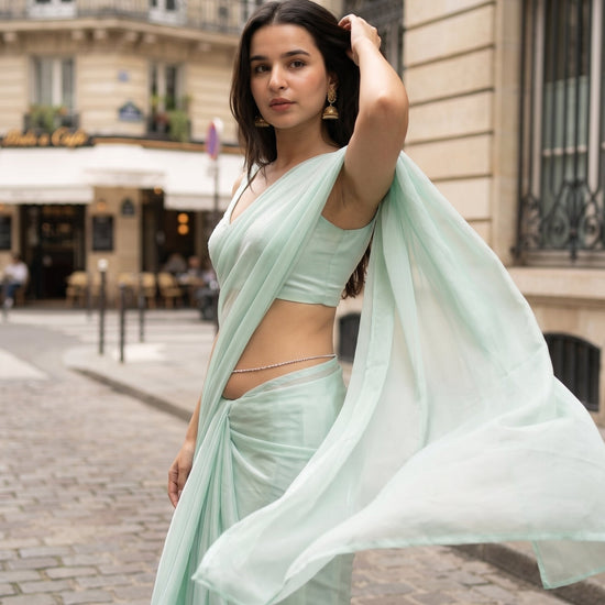 Celestial Mist Chiffon Saree