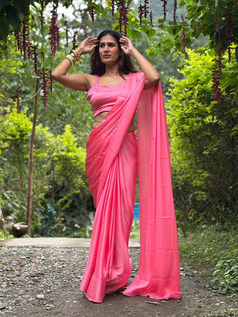 Alpine Blush Chiffon Saree