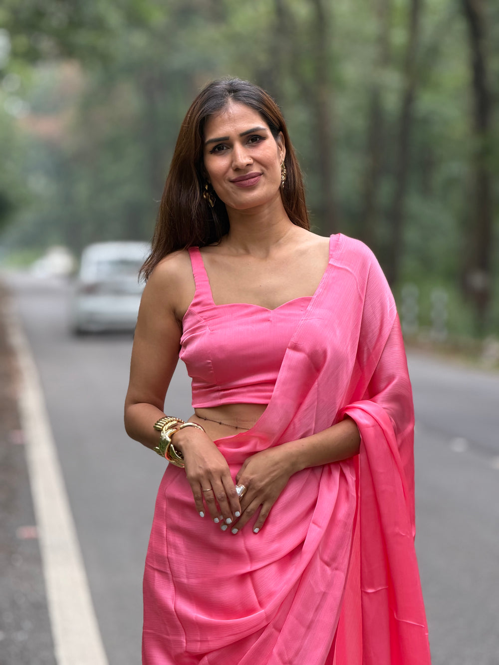Alpine Blush Chiffon Saree