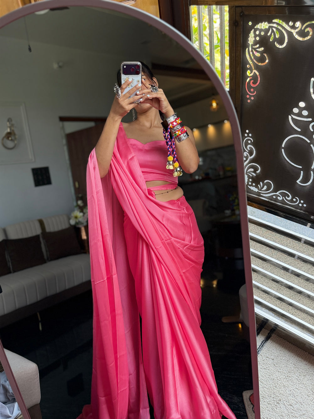 Alpine Blush Chiffon Saree