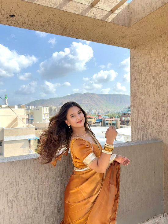 Golden Hour Shimmer Chiffon Saree