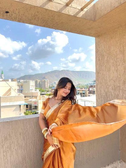 Golden Hour Shimmer Chiffon Saree
