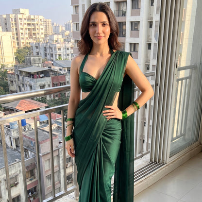 Emerald Allure Chiffon Saree