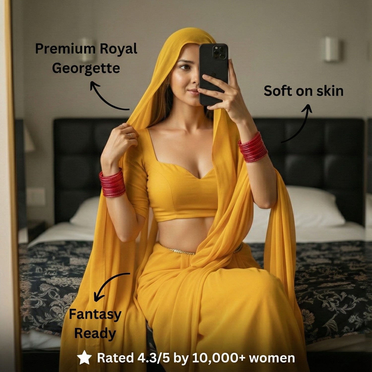 Imperia Serenity yellow saree couple shot – yellow After Dark saree for gifting and romantic occasions