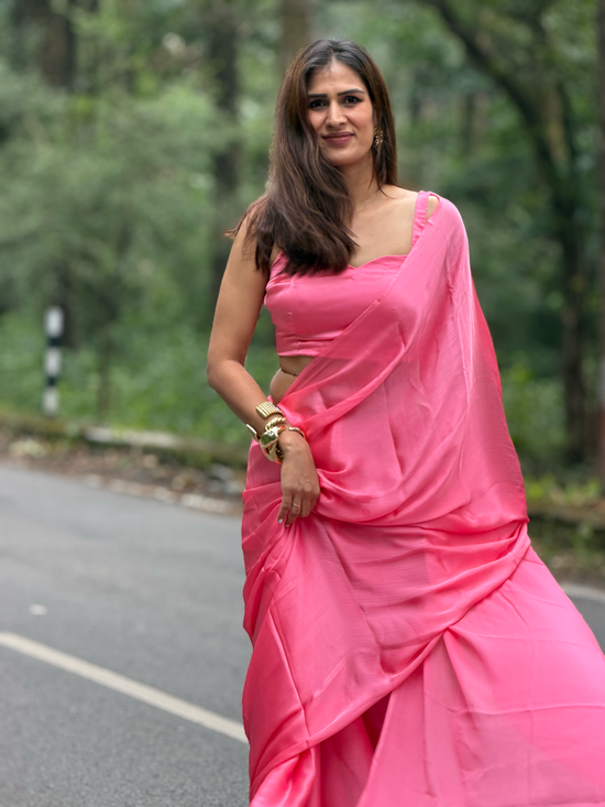 Alpine Blush Chiffon Saree