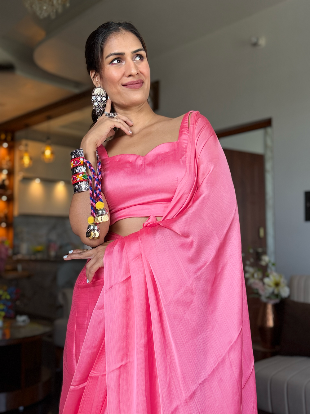 Alpine Blush Chiffon Saree