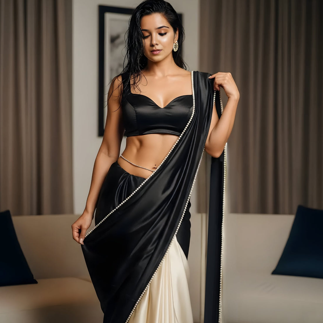 Pearl Black Dual-Tone After Dark Saree