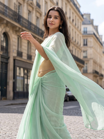 Celestial Mist Chiffon Saree