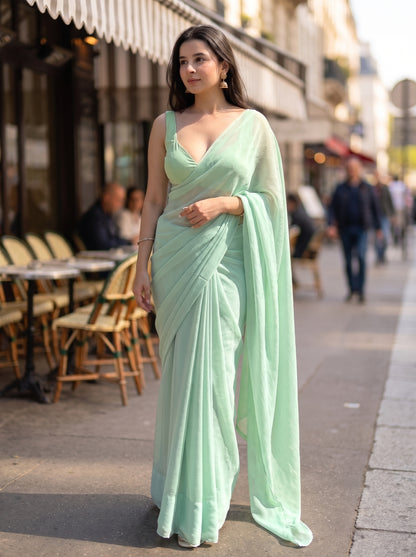 Celestial Mist Chiffon Saree