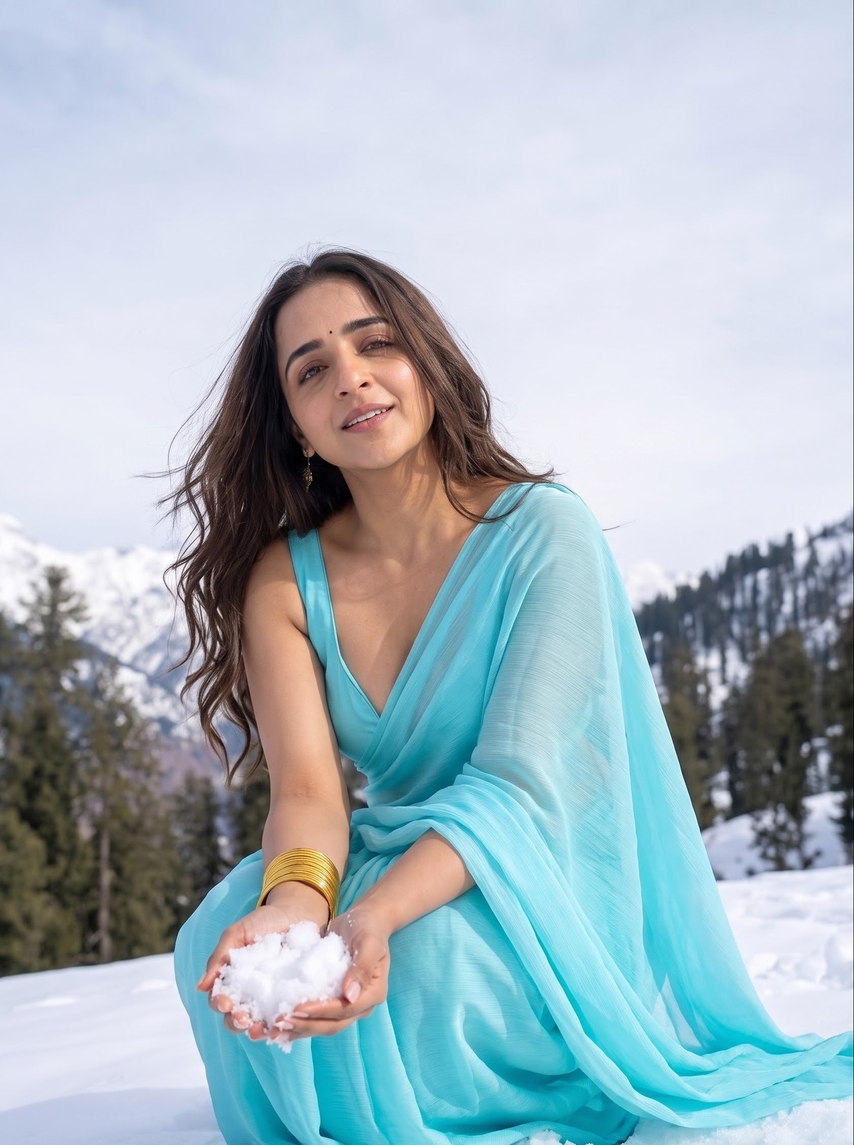 Aqua Desire Chiffon Saree