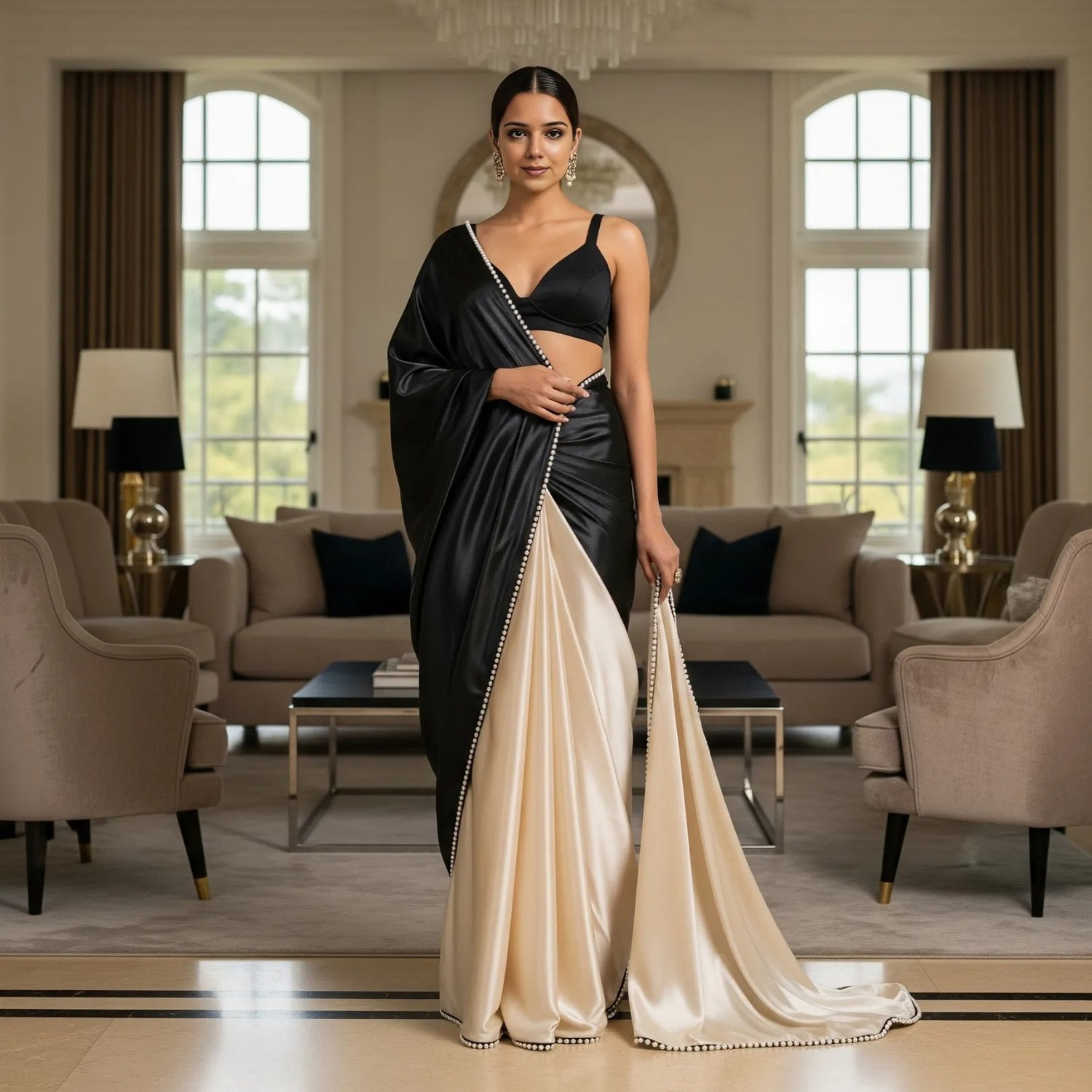 Pearl Black Dual-Tone After Dark Saree