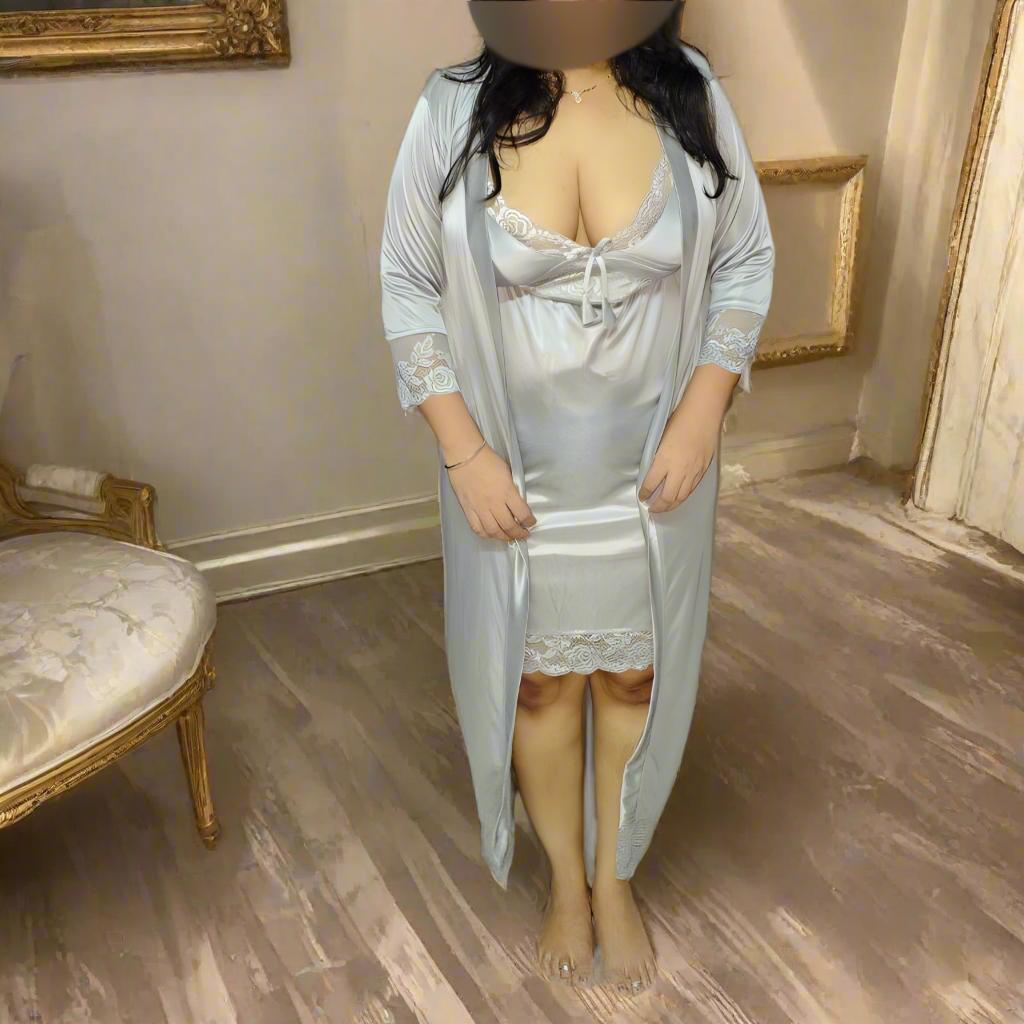 Vixen Satin 2-Piece Nighty with Robe Authority of Fashion