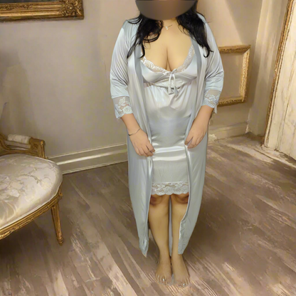 Vixen Satin 2-Piece Nighty with Robe Authority of Fashion