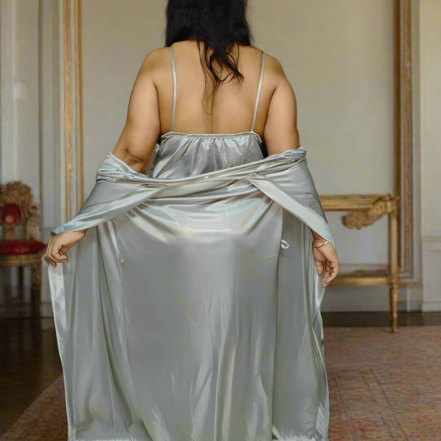 Vixen Satin 2-Piece Nighty with Robe Authority of Fashion