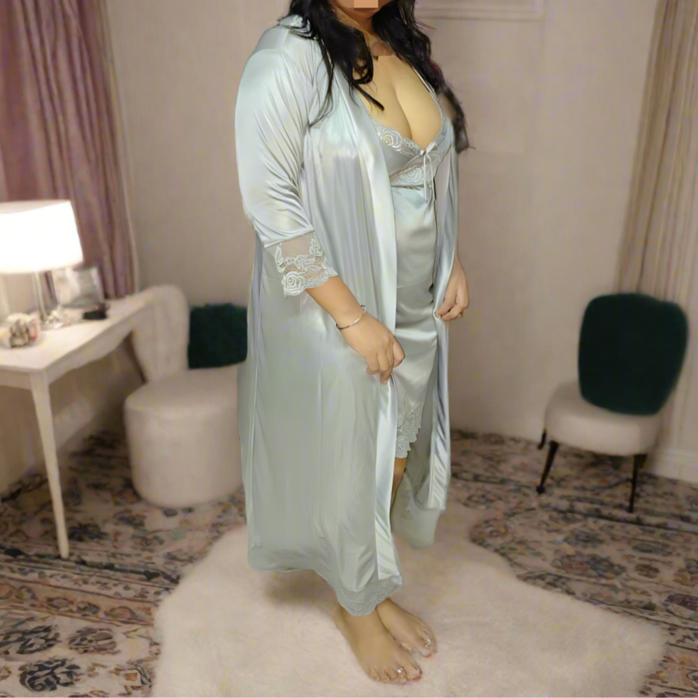 Vixen Satin 2-Piece Nighty with Robe Authority of Fashion