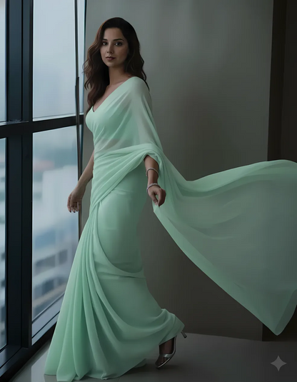 Celestial Mist Chiffon Saree