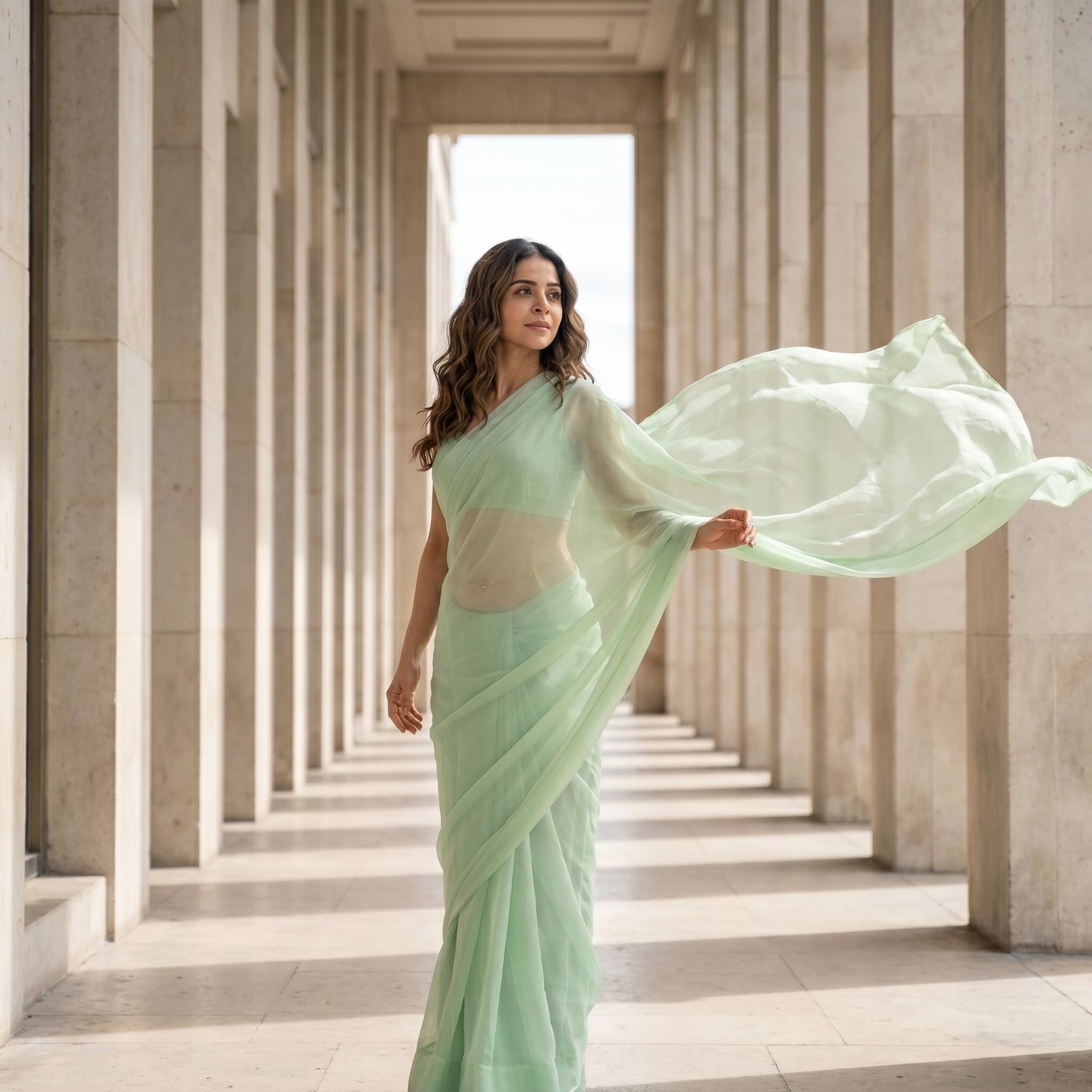 Celestial Mist Chiffon Saree