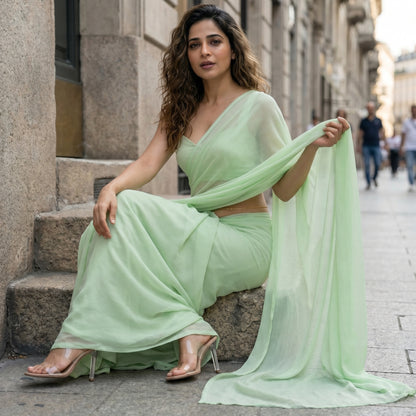 Celestial Mist Chiffon Saree
