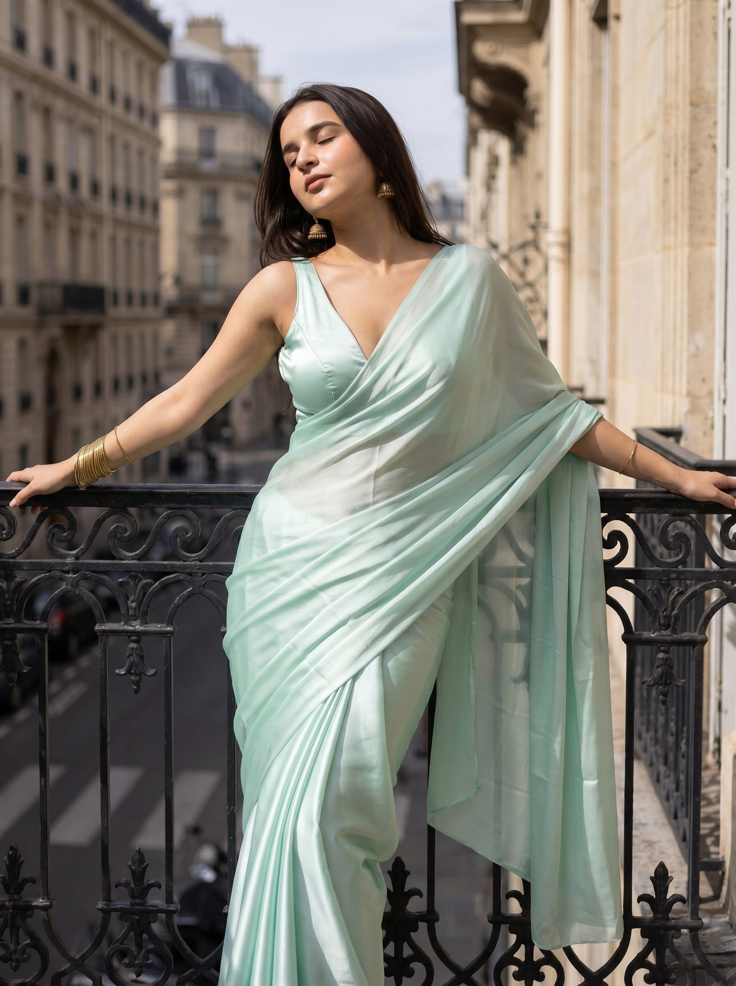 Celestial Mist Chiffon Saree