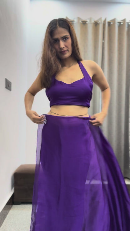 Orchid Noir Chiffon Saree