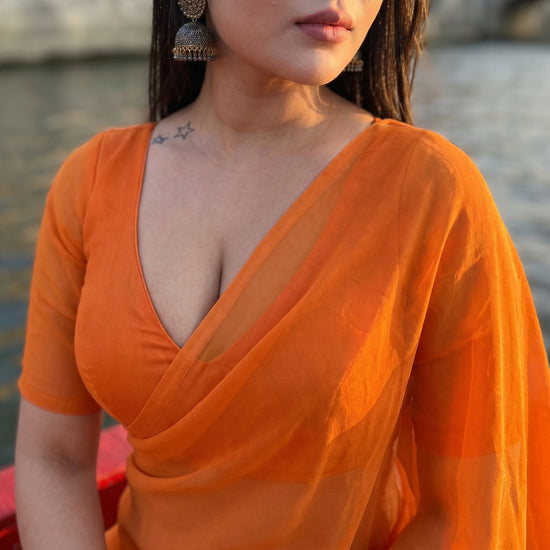 Saffron Drift Chiffon Saree
