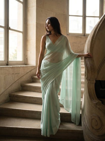Celestial Mist Chiffon Saree