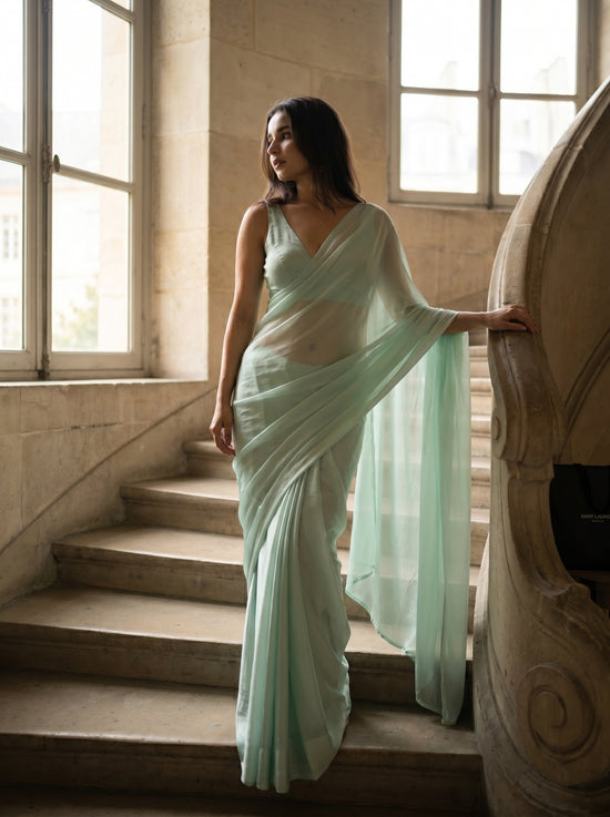 Celestial Mist Chiffon Saree