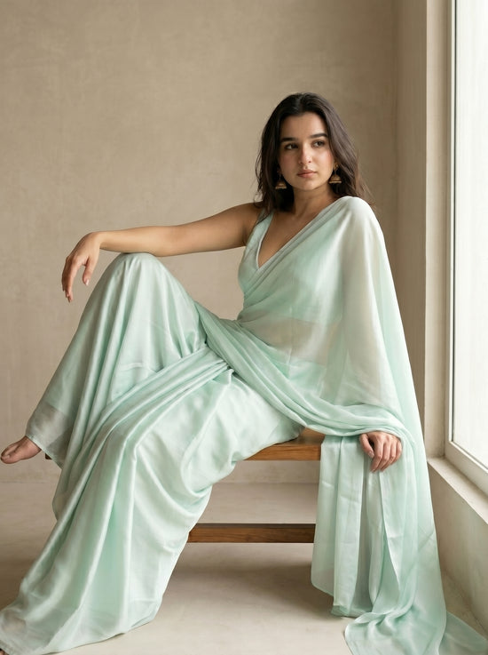 Celestial Mist Chiffon Saree