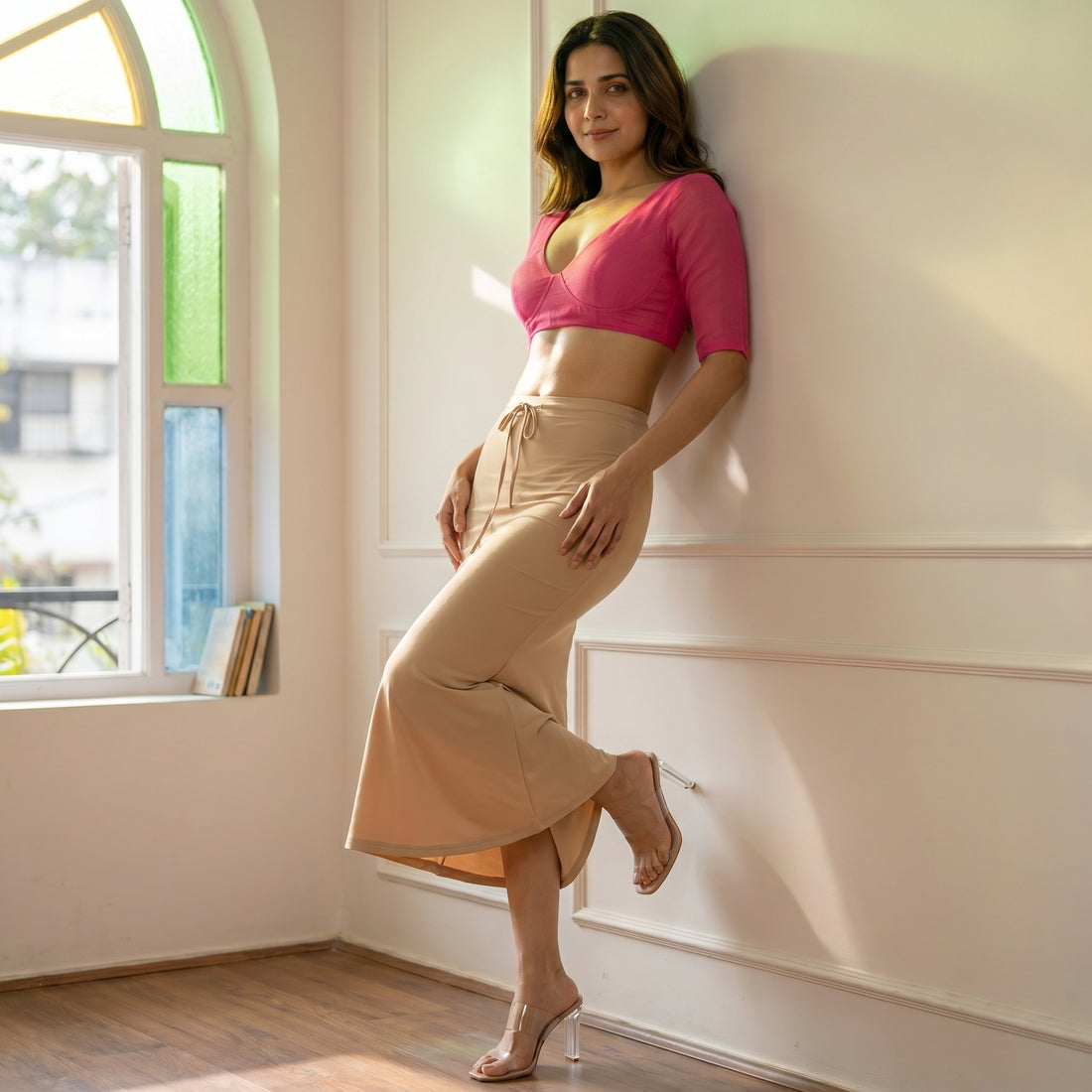 AOF Beige Saree Shapewear