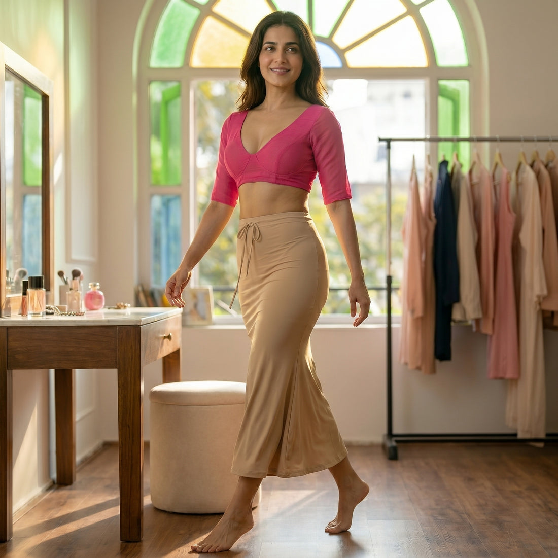 AOF Beige Saree Shapewear