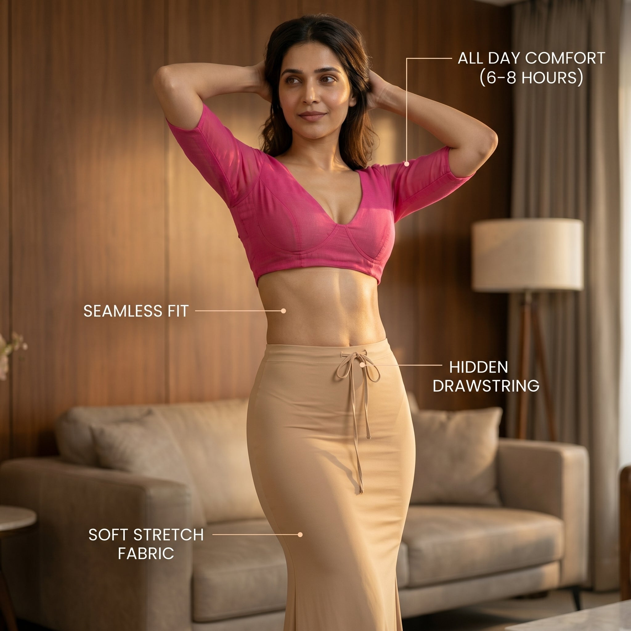 AOF Beige Saree Shapewear