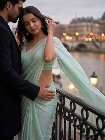 Celestial Mist Chiffon Saree