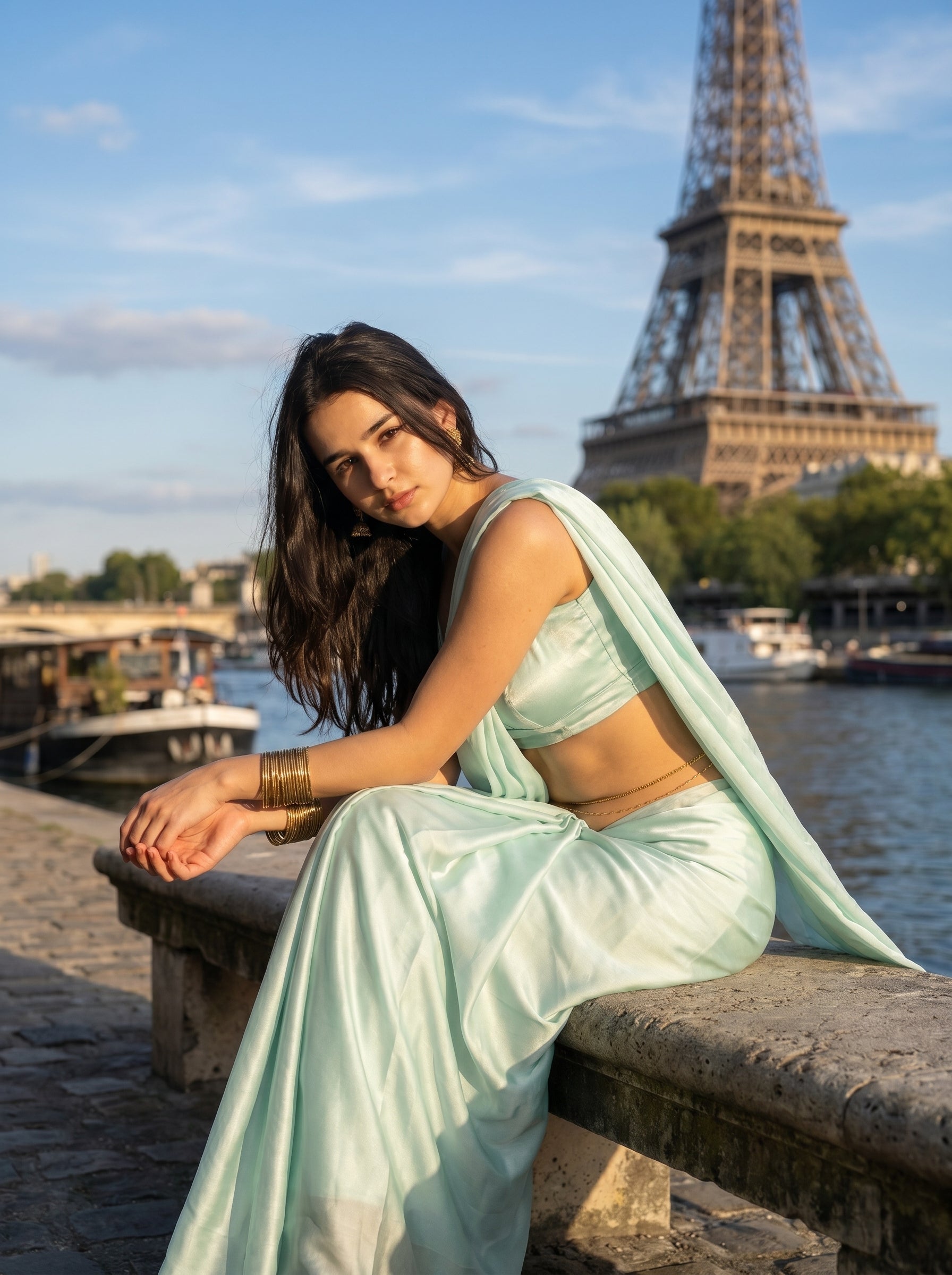 Celestial Mist Chiffon Saree